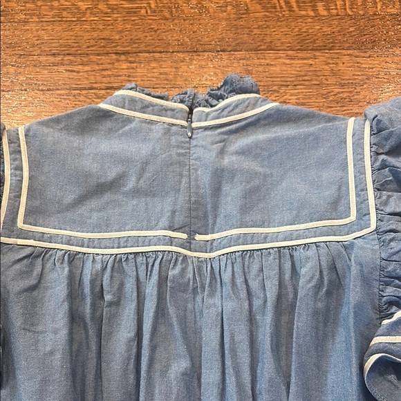 Ulla Johnson Ester Ruffled Cotton-Chambray Blouson
Sleeve Blouse Blue size 0 - Picture 8 of 9